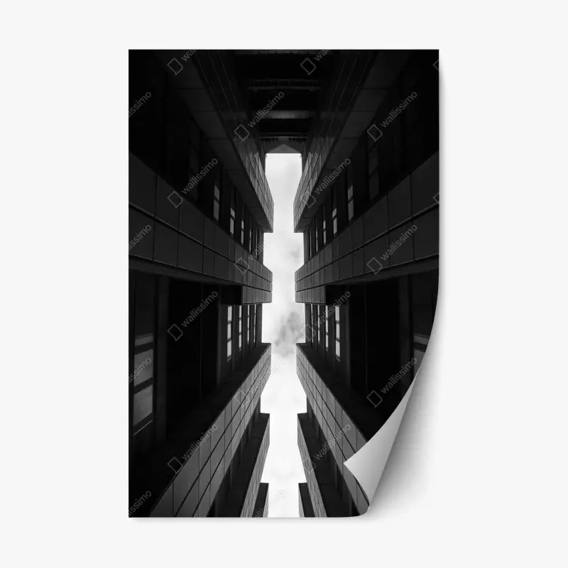 Repositionierbarer Aufkleber vertikale städtische symmetrie in monochrom
