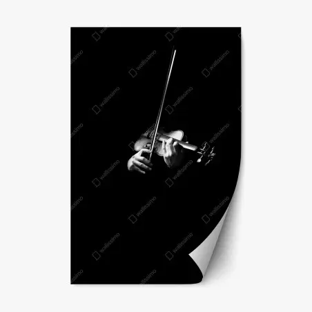 Repositionierbarer Aufkleber geige in monochrom – Wallnifity®