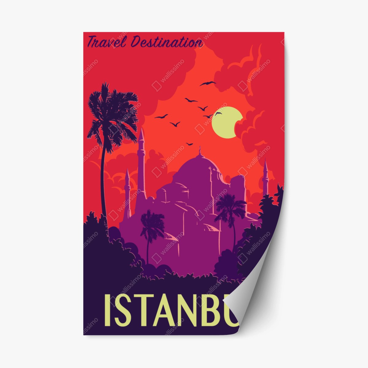 Repositionierbarer Aufkleber sonnenuntergang über Istanbul – Wallnifity®