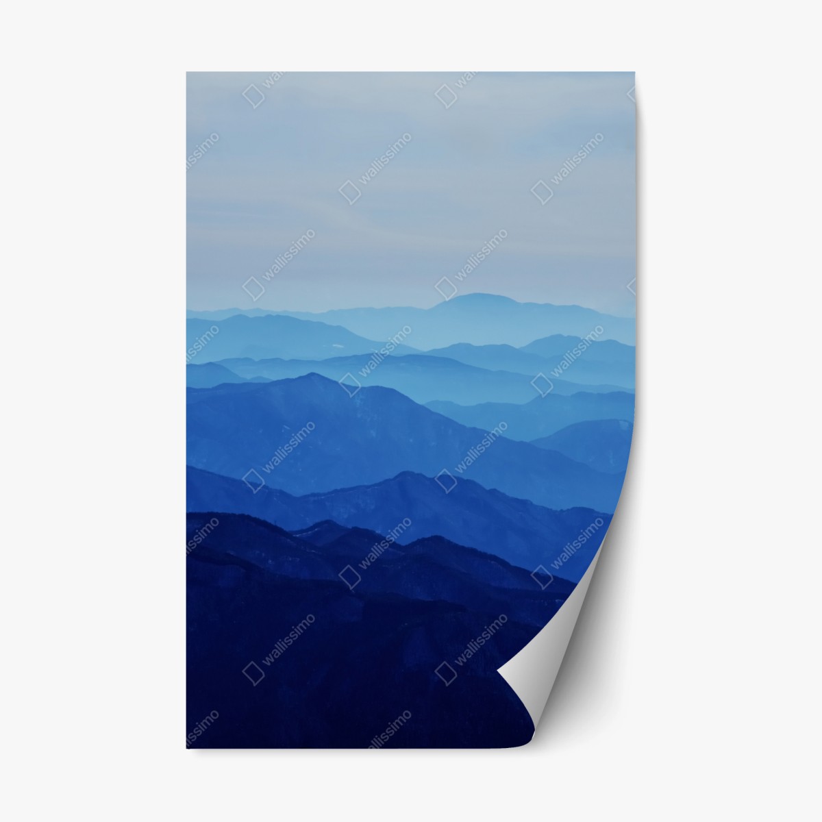 Repositionierbarer Aufkleber neblige blaue bergschichten – Wallnifity®