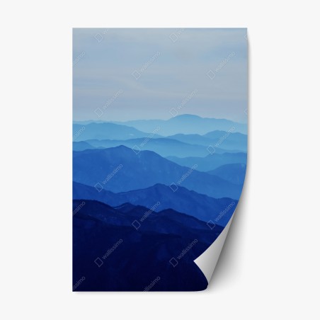 Repositionierbarer Aufkleber neblige blaue bergschichten – Wallnifity®
