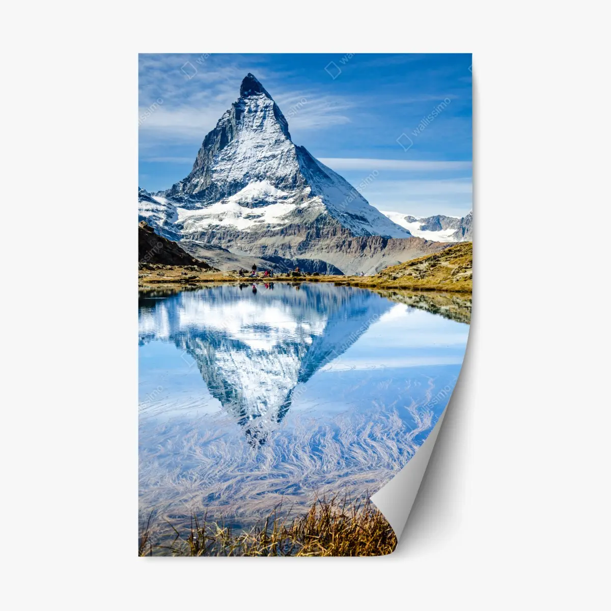 Repositionierbarer Aufkleber majestätisches Matterhorn im spiegel eines alpensees – Wallnifity®