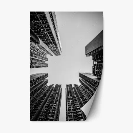 Repositionierbarer Aufkleber städtische perspektive hochhäuser – Wallnifity®