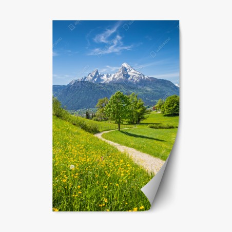 Repositionierbarer Aufkleber alpenwiese und bergpfad – Wallnifity®