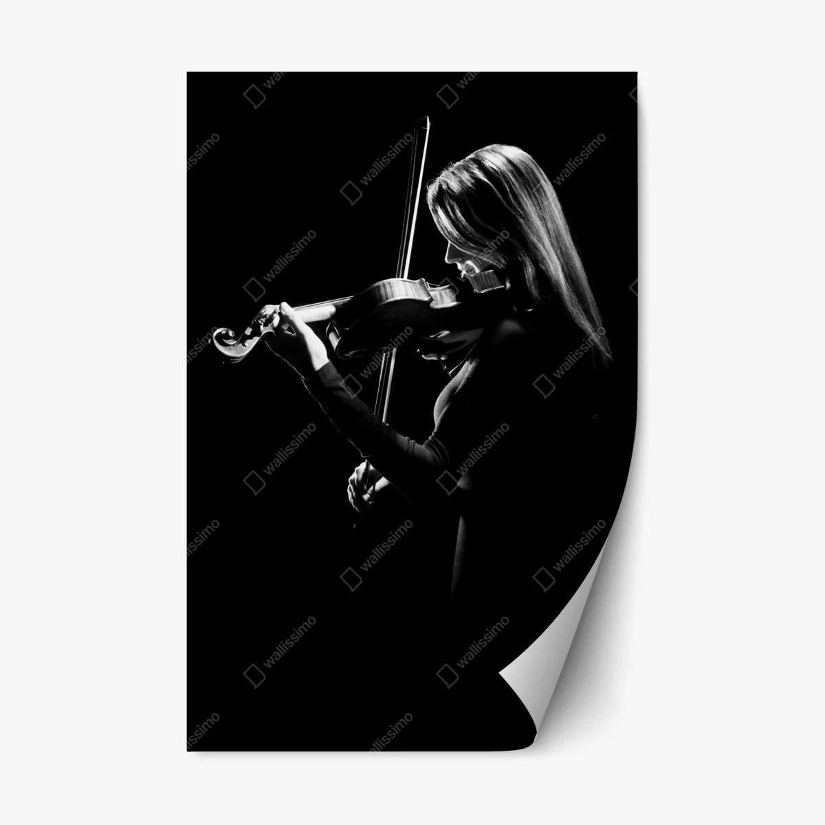 Repositionierbarer Aufkleber elegante geigerin silhouette – Wallnifity® Repositionierbarer Aufkleber elegante geigerin silhouette – Wallnifity®