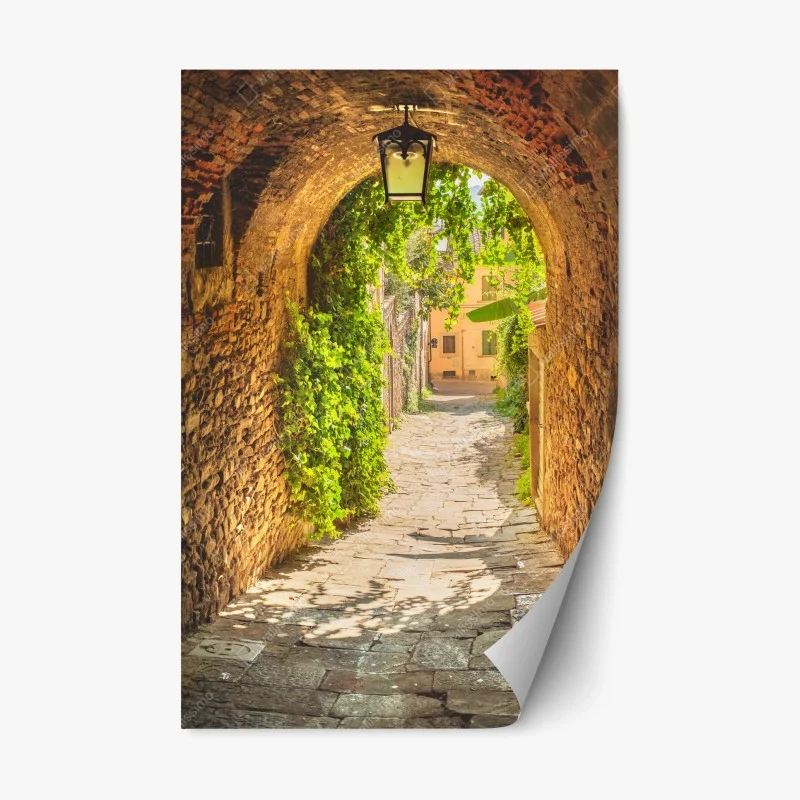 Repositionierbarer Aufkleber sonnige gasse in der Toskana