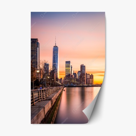 Repositionierbarer Aufkleber Lower Manhattan bei sonnenuntergang – Wallnifity®