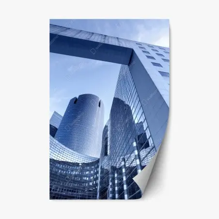 Repositionierbarer Aufkleber moderne blaue stadtsilhouette – Wallnifity®