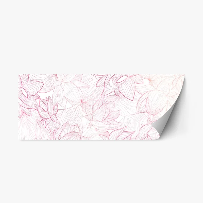 Repositionierbarer Aufkleber zartes rosa blumenlinienmuster