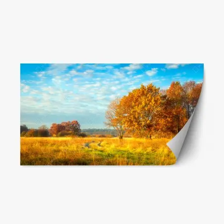 Repositionierbarer Aufkleber goldene herbstwiese – Wallnifity®