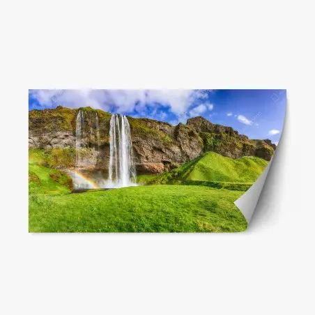 Repositionierbarer Aufkleber Seljalandsfoss wasserfall panorama – Wallnifity®