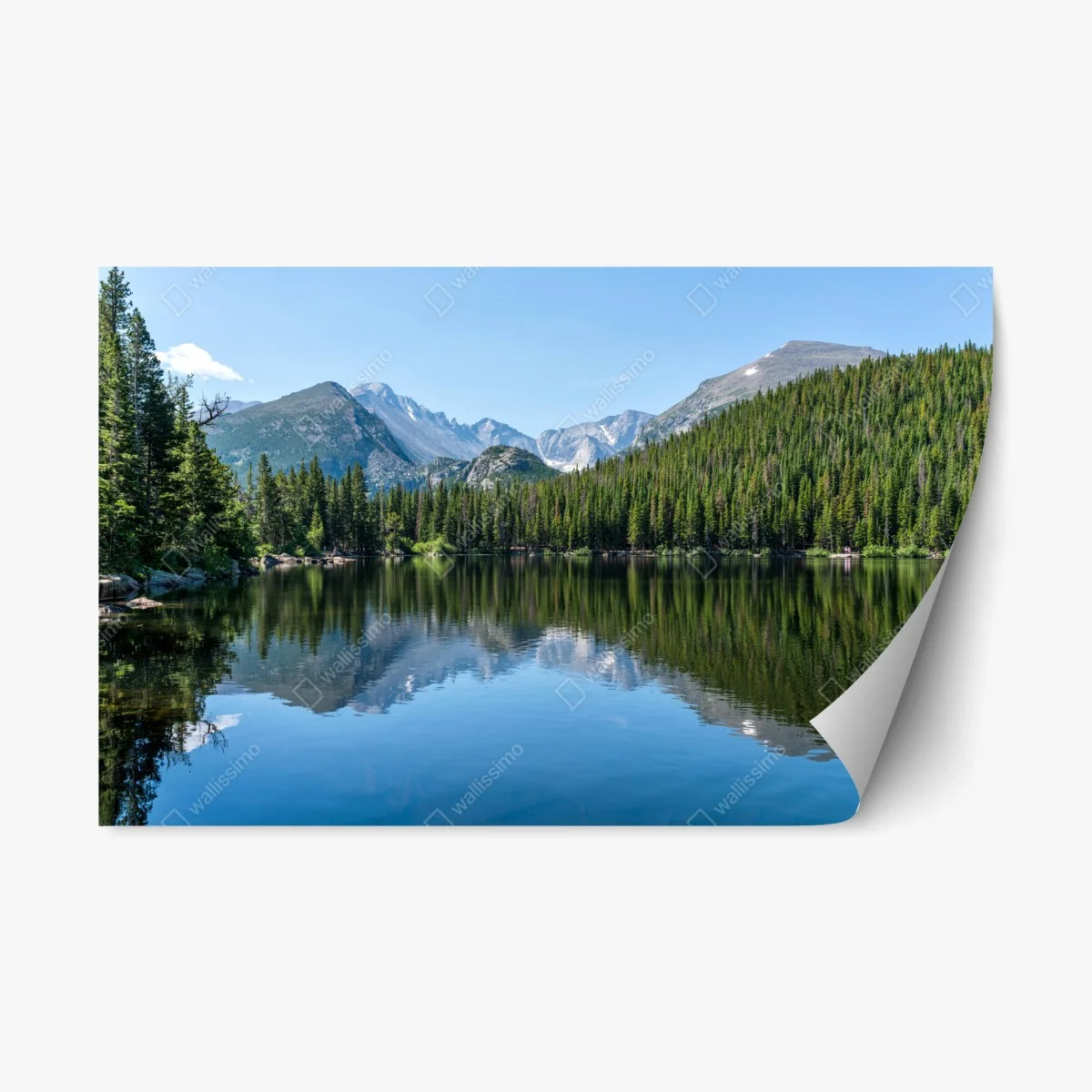 Repositionierbarer Aufkleber gebirgssee mit spiegelung – Wallnifity® Repositionierbarer Aufkleber gebirgssee mit spiegelung – Wallnifity®