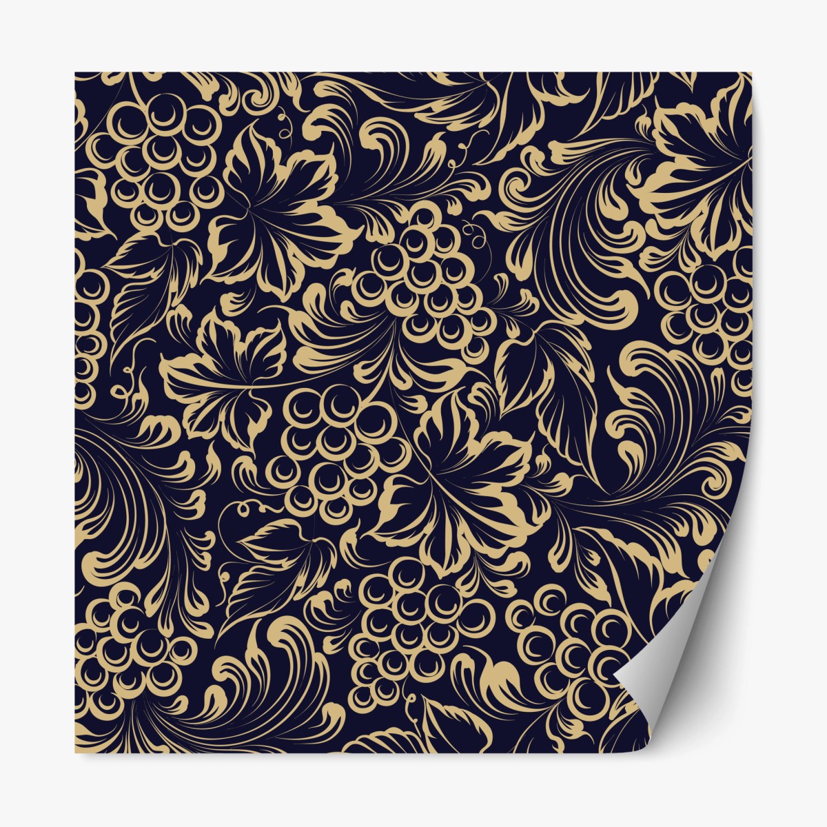 Repositionierbarer Aufkleber elegantes barockes weintraubenmuster in gold – Wallnifity®