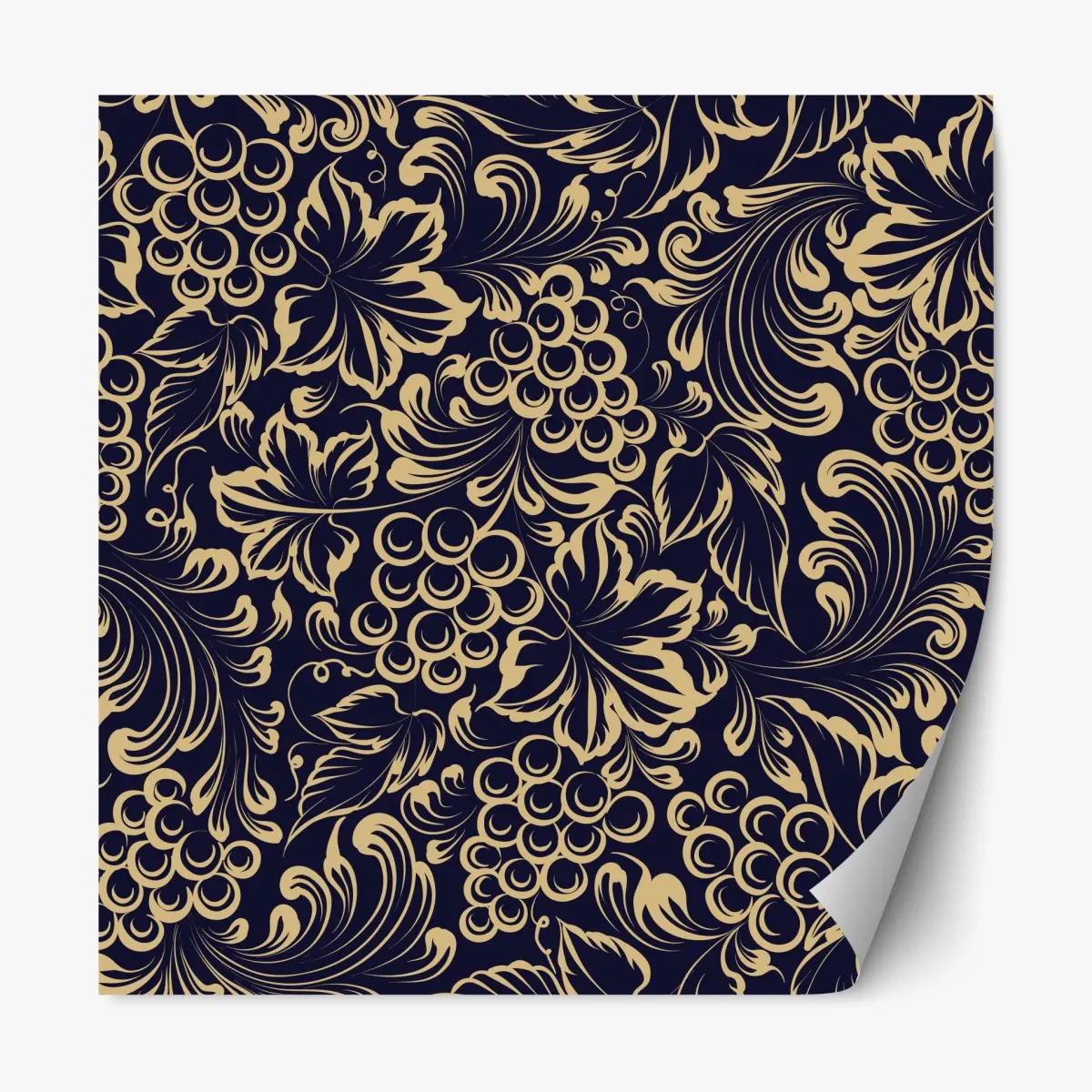 Repositionierbarer Aufkleber elegantes barockes weintraubenmuster in gold – Wallnifity®