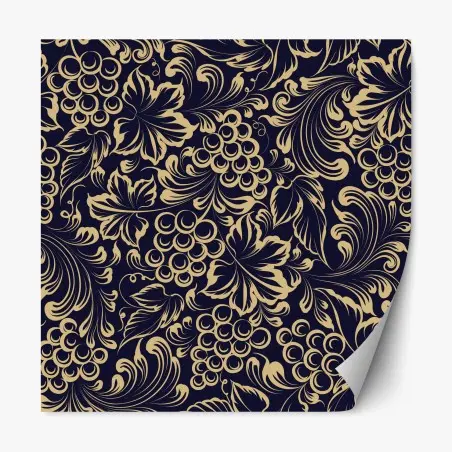 Repositionierbarer Aufkleber elegantes barockes weintraubenmuster in gold – Wallnifity®