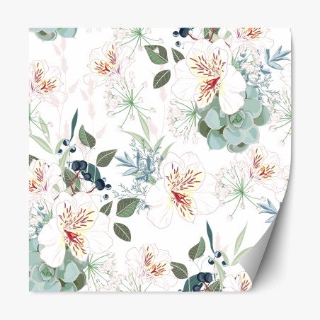 Repositionierbarer Aufkleber zartes pastell blumenmuster – Wallnifity®