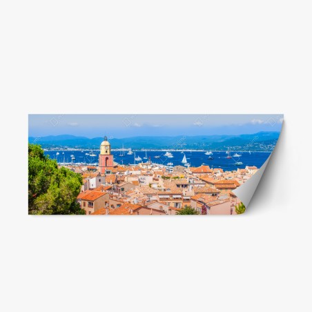Repositionierbarer Aufkleber sonniges mediterranes hafenpanorama – Wallnifity®