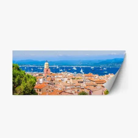 Repositionierbarer Aufkleber sonniges mediterranes hafenpanorama – Wallnifity®