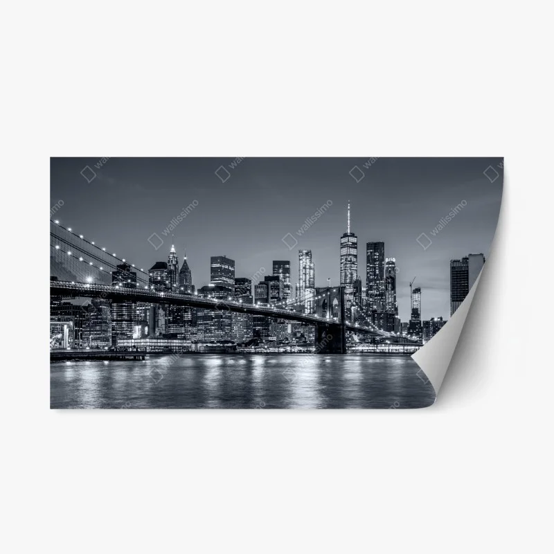 Repositionierbarer Aufkleber New York skyline bei nacht – Wallnifity®