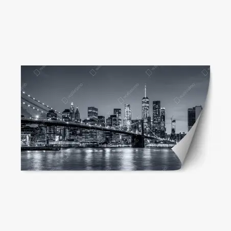 Repositionierbarer Aufkleber New York skyline bei nacht – Wallnifity®
