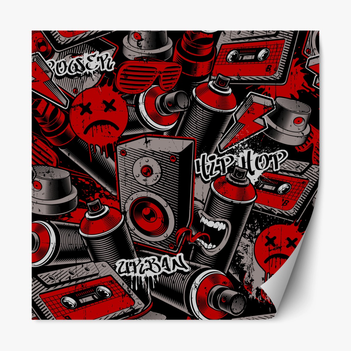 Repositionierbarer Aufkleber urbanes graffiti hip hop collage – Wallnifity®