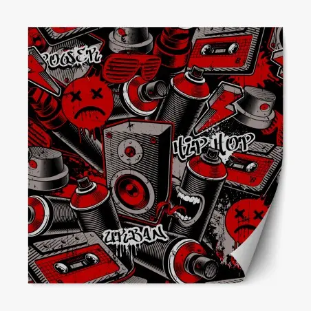 Repositionierbarer Aufkleber urbanes graffiti hip hop collage – Wallnifity®