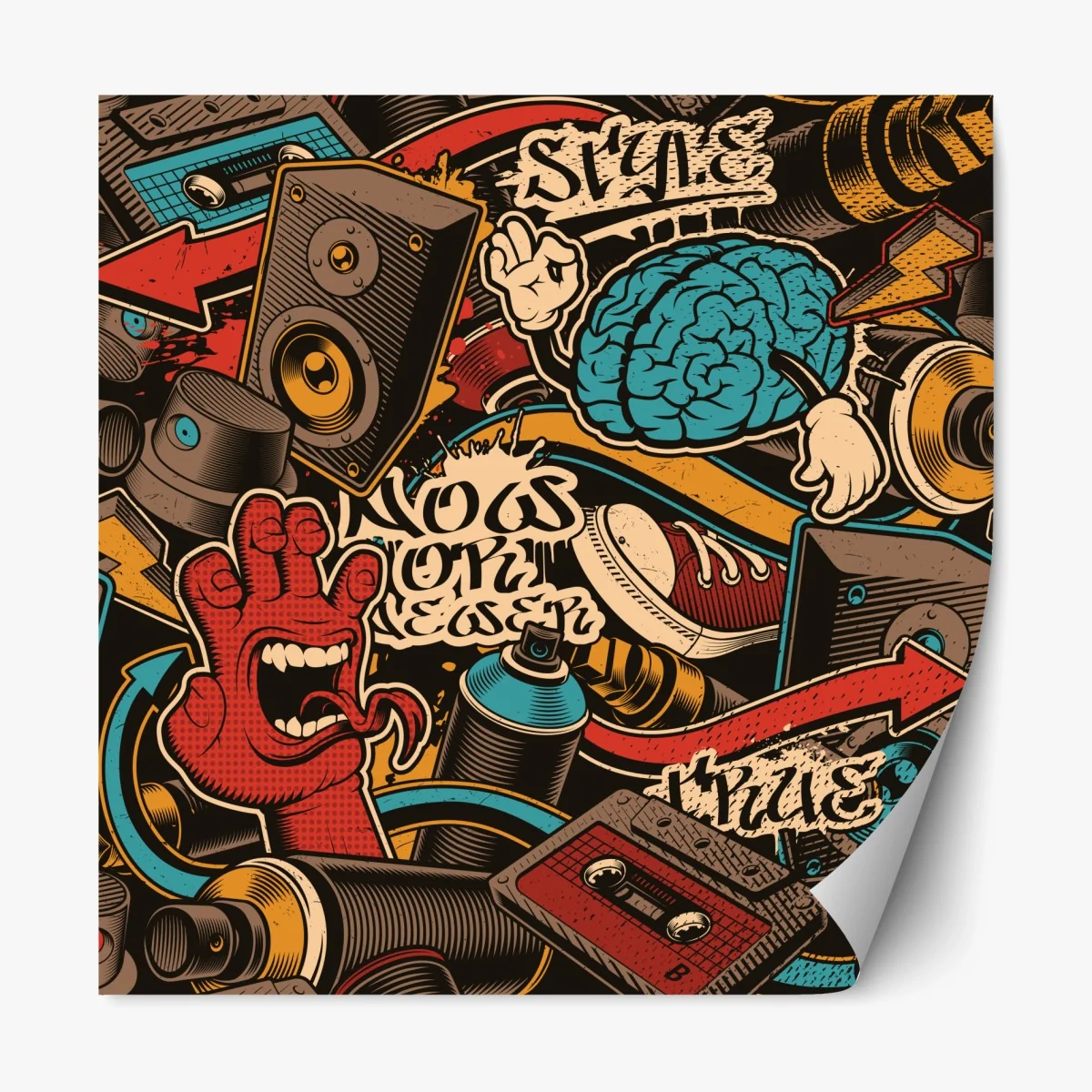 Repositionierbarer Aufkleber urbanes graffiti pop-art collage – Wallnifity® Repositionierbarer Aufkleber urbanes graffiti pop-art collage – Wallnifity®