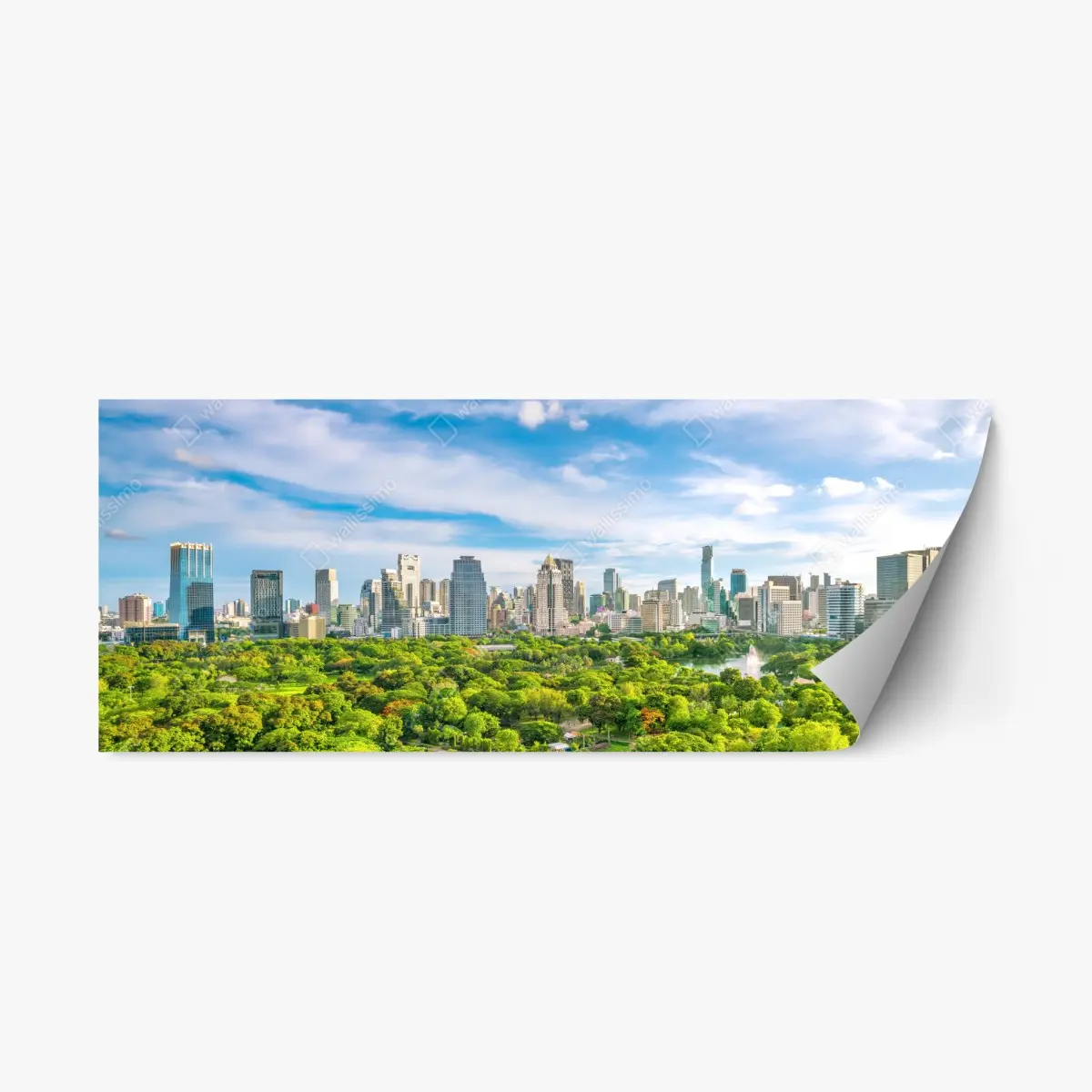 Repositionierbarer Aufkleber lebendige Bangkok skyline über Lumpini Park – Wallnifity®