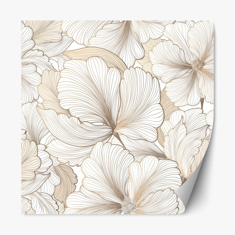 Repositionierbarer Aufkleber zarte beige blumenillustration – Wallnifity®