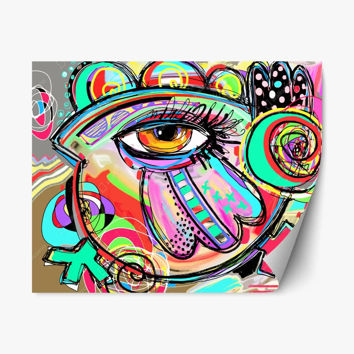 Repositionierbarer Aufkleber lebhaftes abstraktes auge im pop-art stil – Wallnifity®