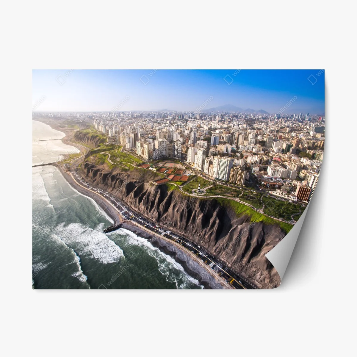 Repositionierbarer Aufkleber panorama der küste Miraflores, Lima – Wallnifity® Repositionierbarer Aufkleber panorama der küste Miraflores, Lima – Wallnifity®