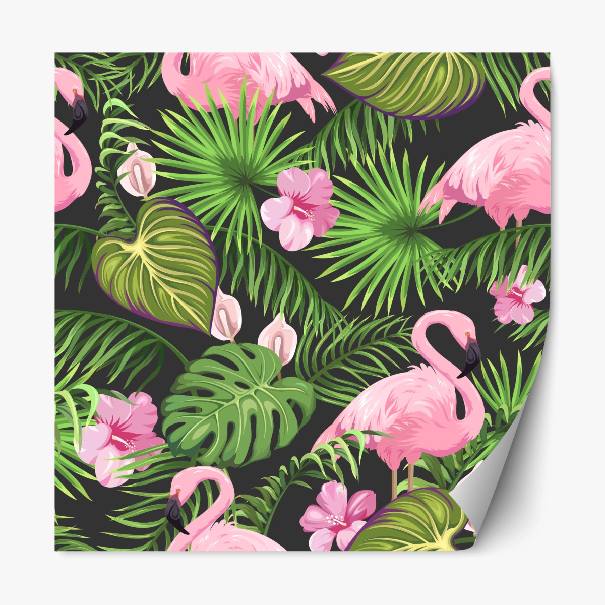 Repositionierbarer Aufkleber rosa flamingo tropenmuster – Wallnifity®