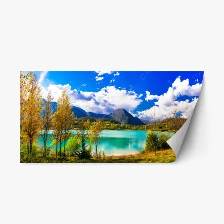 Repositionierbarer Aufkleber türkissee mit berglandschaft – Wallnifity®