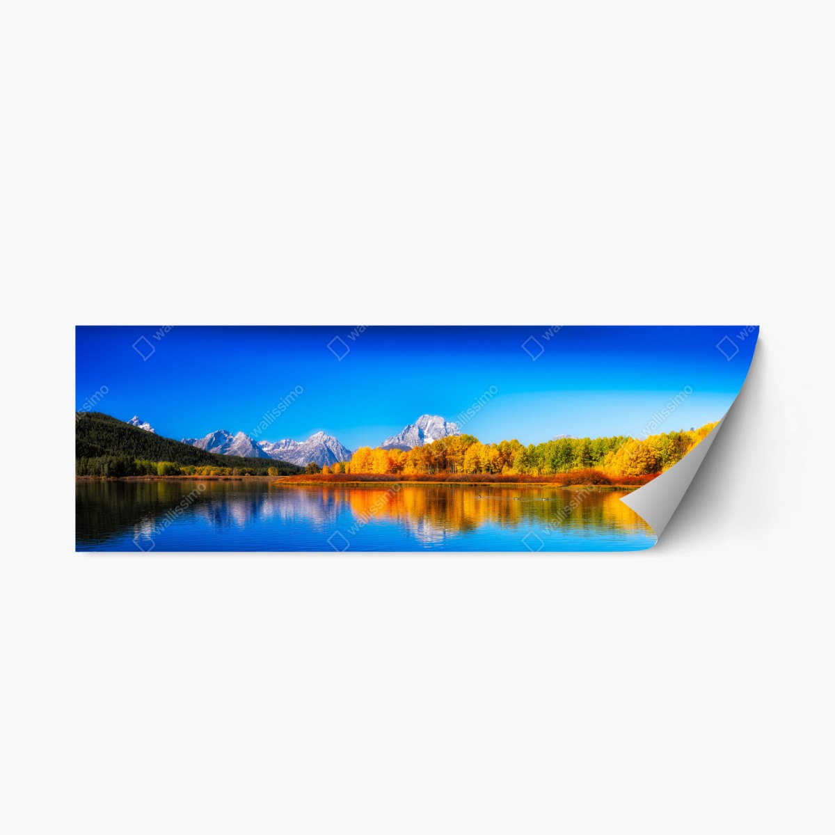 Repositionierbarer Aufkleber herbstliche berge und seenlandschaft – Wallnifity®