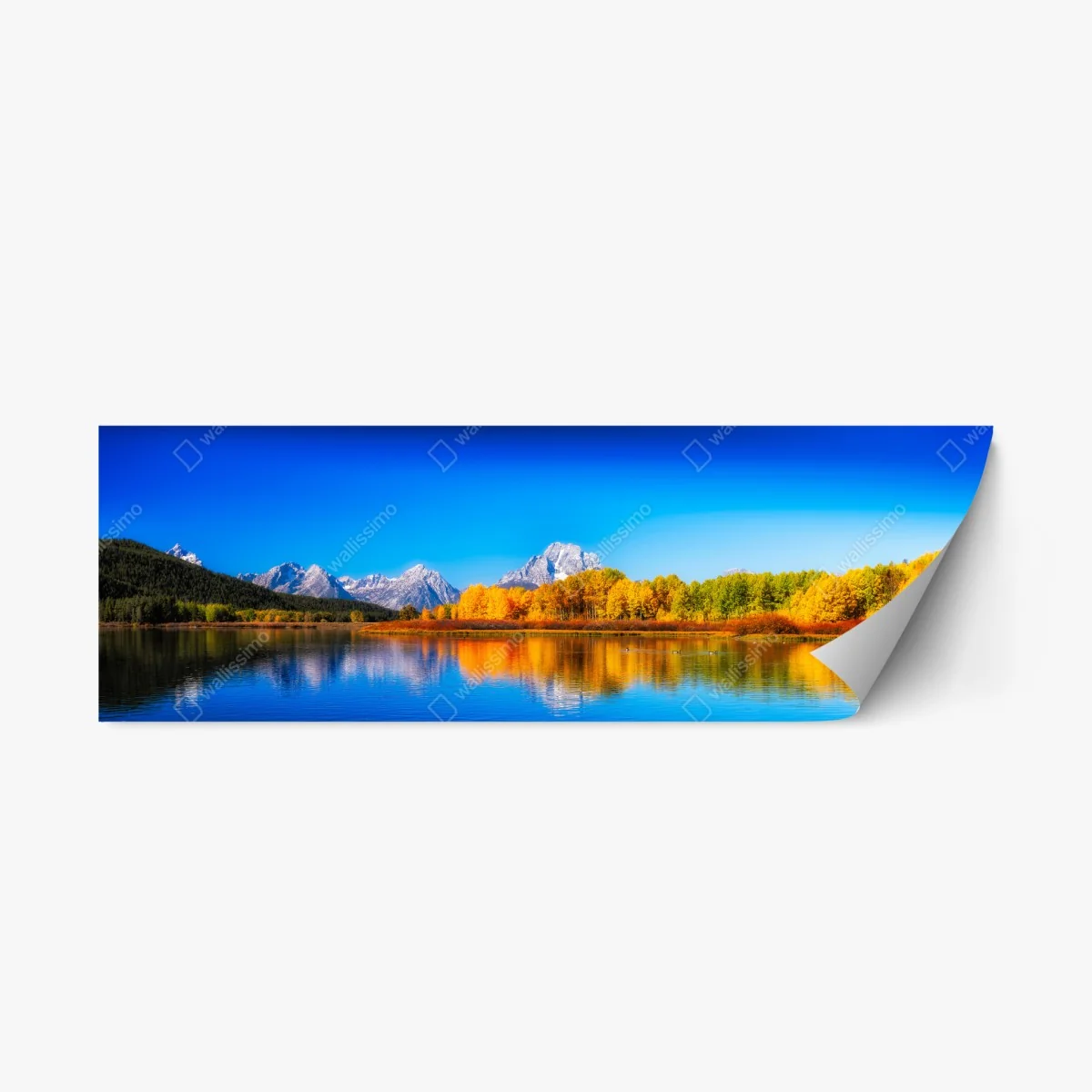 Repositionierbarer Aufkleber herbstliche berge und seenlandschaft – Wallnifity® Repositionierbarer Aufkleber herbstliche berge und seenlandschaft – Wallnifity®