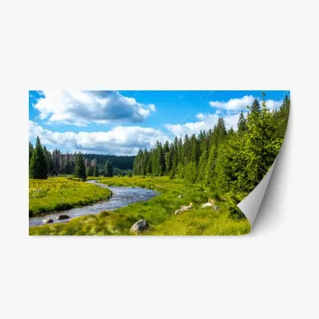 Repositionierbarer Aufkleber ruhige flusslandschaft – Wallnifity®