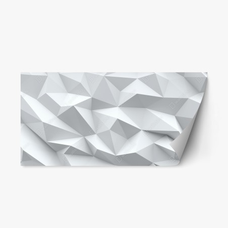 Repositionierbarer Aufkleber weißes dreidimensionales low-poly geometrisches muster – Wallnifity®
