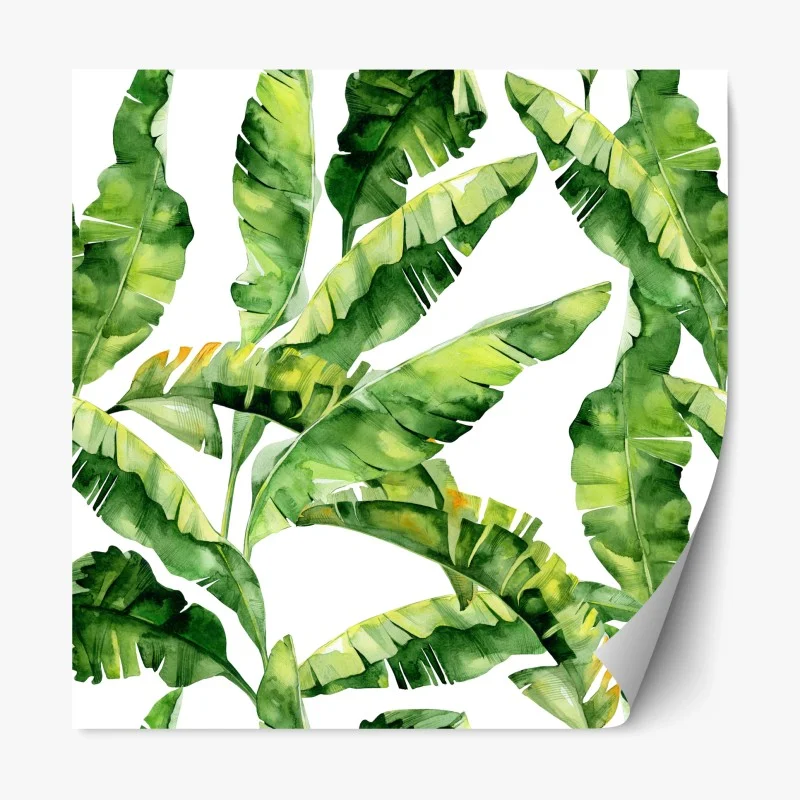 Repositionierbarer Aufkleber tropisches bananenblatt aquarellmuster