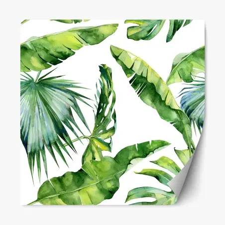 Repositionierbarer Aufkleber tropisches aquarell palmblätter design – Wallnifity®