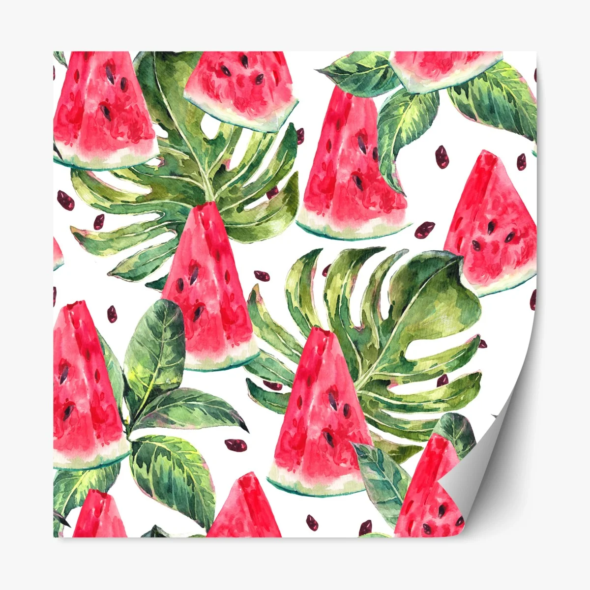 Repositionierbarer Aufkleber aquarell wassermelonen sommermuster – Wallnifity® Repositionierbarer Aufkleber aquarell wassermelonen sommermuster – Wallnifity®