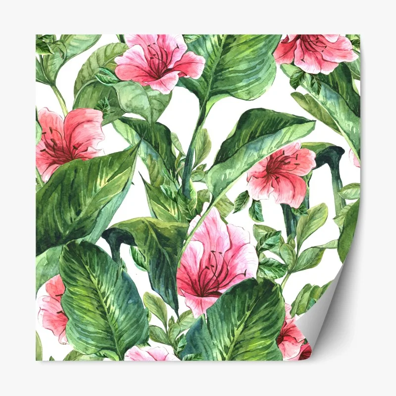 Repositionierbarer Aufkleber rosa aquarell blumen botanikmotiv