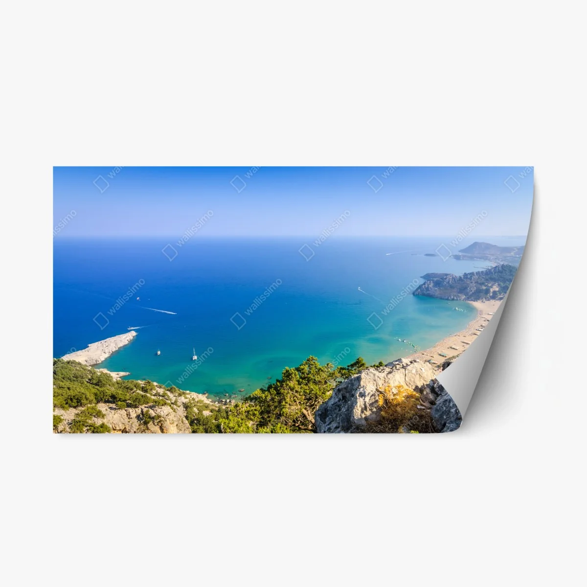 Repositionierbarer Aufkleber sonnige türkisbucht panorama – Wallnifity® Repositionierbarer Aufkleber sonnige türkisbucht panorama – Wallnifity®