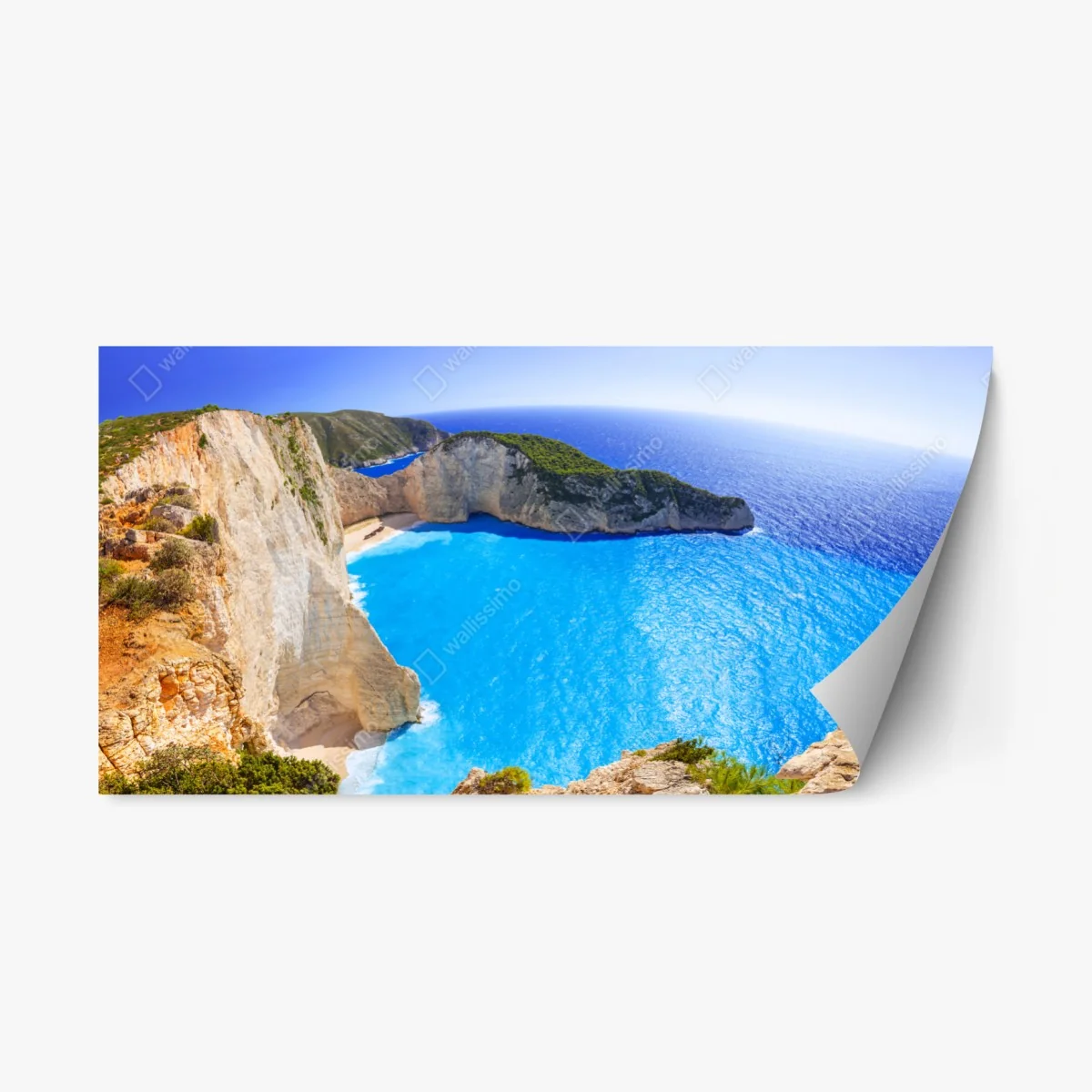 Repositionierbarer Aufkleber türkisblauer klippenstrand panorama – Wallnifity® Repositionierbarer Aufkleber türkisblauer klippenstrand panorama – Wallnifity®