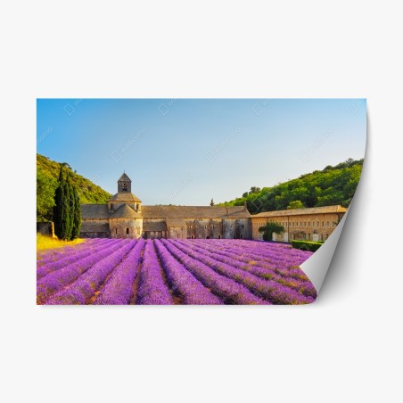 Repositionierbarer Aufkleber lavendelfelder bei Abtei Sénanque, Provence – Wallnifity®