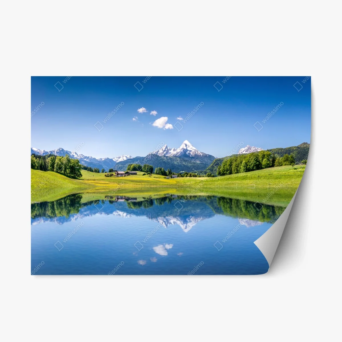 Repositionierbarer Aufkleber alpenpanorama mit spiegelung im see – Wallnifity® Repositionierbarer Aufkleber alpenpanorama mit spiegelung im see – Wallnifity®