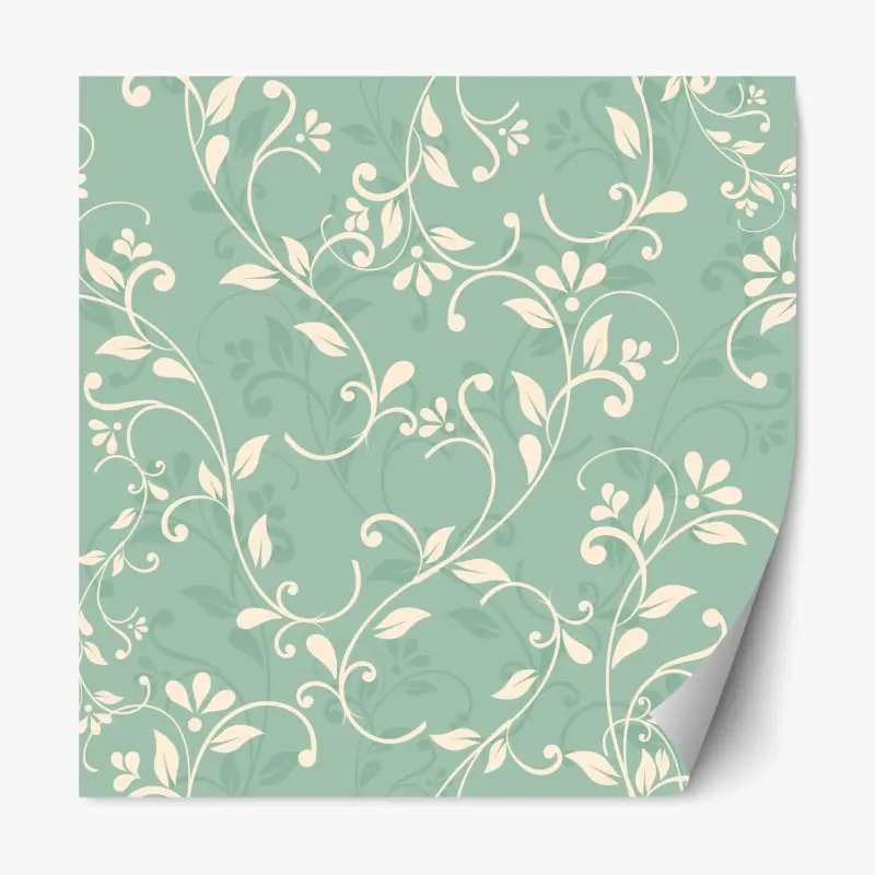 Repositionierbarer Aufkleber minzfarbiges blumenmuster im vintage-stil