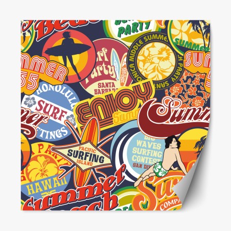 Repositionierbarer Aufkleber retro surf aufkleber-collage – Wallnifity®