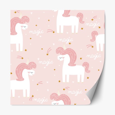 Repositionierbarer Aufkleber magisches rosa einhornmuster – Wallnifity®