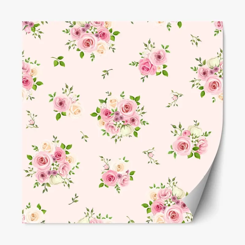 Repositionierbarer Aufkleber zartes rosenmuster in pastellrosa