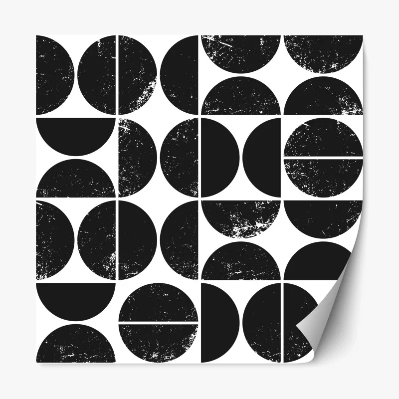 Repositionierbarer Aufkleber schwarzes geometrisches kreismuster
